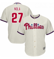Youth Majestic Philadelphia Phillies 27 Aaron Nola Replica Cream Alternate Cool Base MLB Jersey