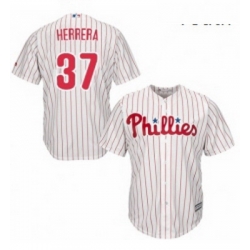 Youth Majestic Philadelphia Phillies 37 Odubel Herrera Authentic WhiteRed Strip Home Cool Base MLB Jersey 