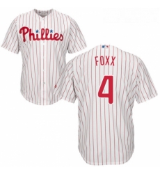 Youth Majestic Philadelphia Phillies 4 Jimmy Foxx Replica WhiteRed Strip Home Cool Base MLB Jersey