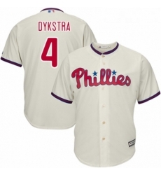 Youth Majestic Philadelphia Phillies 4 Lenny Dykstra Authentic Cream Alternate Cool Base MLB Jersey 