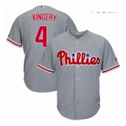 Youth Majestic Philadelphia Phillies 4 Scott Kingery Replica Grey Road Cool Base MLB Jersey 