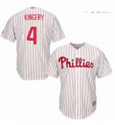 Youth Majestic Philadelphia Phillies 4 Scott Kingery Replica WhiteRed Strip Home Cool Base MLB Jersey 
