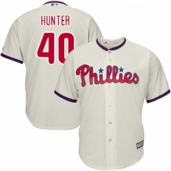 Youth Majestic Philadelphia Phillies 40 Tommy Hunter Authentic Cream Alternate Cool Base MLB Jersey 