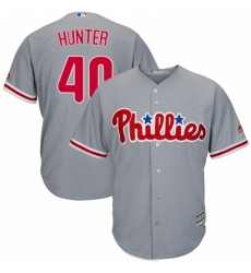 Youth Majestic Philadelphia Phillies 40 Tommy Hunter Replica Grey Road Cool Base MLB Jersey 