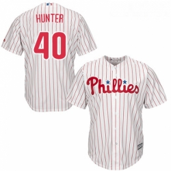 Youth Majestic Philadelphia Phillies 40 Tommy Hunter Replica WhiteRed Strip Home Cool Base MLB Jersey 