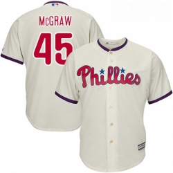 Youth Majestic Philadelphia Phillies 45 Tug McGraw Authentic Cream Alternate Cool Base MLB Jersey