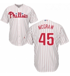 Youth Majestic Philadelphia Phillies 45 Tug McGraw Authentic WhiteRed Strip Home Cool Base MLB Jersey