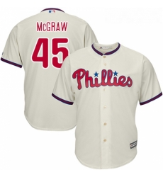 Youth Majestic Philadelphia Phillies 45 Tug McGraw Replica Cream Alternate Cool Base MLB Jersey