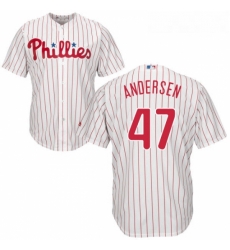 Youth Majestic Philadelphia Phillies 47 Larry Andersen Authentic WhiteRed Strip Home Cool Base MLB Jersey