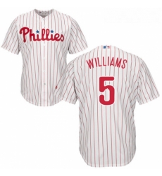 Youth Majestic Philadelphia Phillies 5 Nick Williams Replica WhiteRed Strip Home Cool Base MLB Jersey 