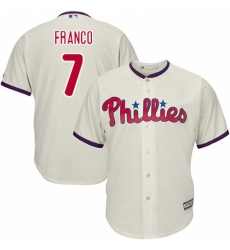 Youth Majestic Philadelphia Phillies 7 Maikel Franco Authentic Cream Alternate Cool Base MLB Jersey