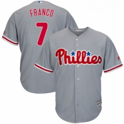 Youth Majestic Philadelphia Phillies 7 Maikel Franco Authentic Grey Road Cool Base MLB Jersey