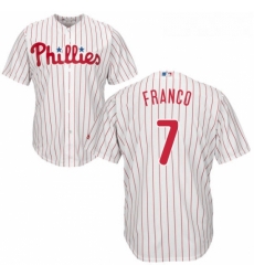 Youth Majestic Philadelphia Phillies 7 Maikel Franco Replica WhiteRed Strip Home Cool Base MLB Jersey