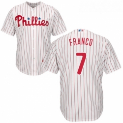 Youth Majestic Philadelphia Phillies 7 Maikel Franco Replica WhiteRed Strip Home Cool Base MLB Jersey