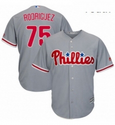 Youth Majestic Philadelphia Phillies 75 Francisco Rodriguez Authentic Grey Road Cool Base MLB Jersey 