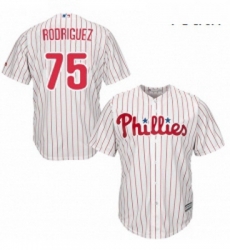 Youth Majestic Philadelphia Phillies 75 Francisco Rodriguez Replica WhiteRed Strip Home Cool Base MLB Jersey 