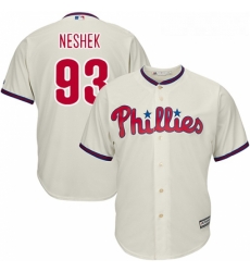 Youth Majestic Philadelphia Phillies 93 Pat Neshek Authentic Cream Alternate Cool Base MLB Jersey 