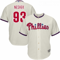 Youth Majestic Philadelphia Phillies 93 Pat Neshek Authentic Cream Alternate Cool Base MLB Jersey 