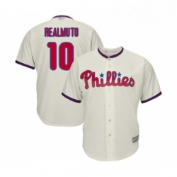 Youth Philadelphia Phillies 10 J T Realmuto Replica Cream Alternate Cool Base Baseball Jersey 