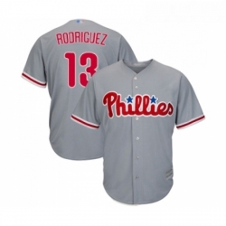 Youth Philadelphia Phillies 13 Sean Rodriguez Replica Grey Road Cool Base Baseball Jersey 