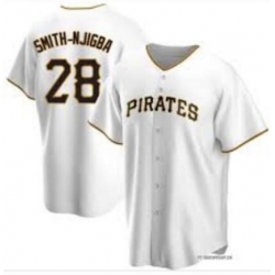Men Nike Pittsburgh Pirates 28 Canaan Elijah Smith-Njigba White Cool Base Stitched MLB Jerseys