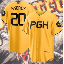 Men Pittsburgh Pirate Paul Skenes #20 Yellow Stitched Flex Base Stitched MLB jersey
