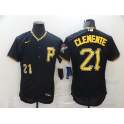 Men Pittsburgh Pirates 21 Roberto Clemente Black Stitched MLB Flex Base Nike Jersey