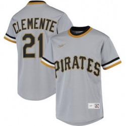 Men Pittsburgh Pirates 21 Roberto Clemente Grey Stitched jersey