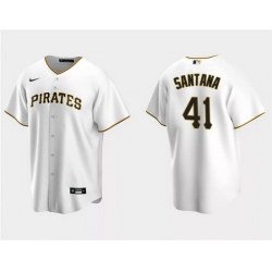 Men Pittsburgh Pirates 41 Carlos Santana White Cool Base Stitched Baseball Jersey