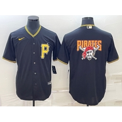 Men Pittsburgh Pirates Black Team Big Logo Cool Base Stitched Baseball Jersey
