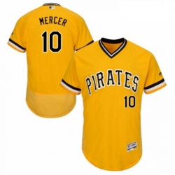 Mens Majestic Pittsburgh Pirates 10 Jordy Mercer Gold Alternate Flex Base Authentic Collection MLB Jersey