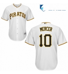Mens Majestic Pittsburgh Pirates 10 Jordy Mercer Replica White Home Cool Base MLB Jersey 