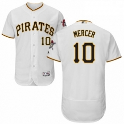 Mens Majestic Pittsburgh Pirates 10 Jordy Mercer White Home Flex Base Authentic Collection MLB Jersey
