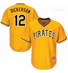 Mens Majestic Pittsburgh Pirates 12 Corey Dickerson Replica Gold Alternate Cool Base MLB Jersey 