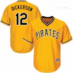 Mens Majestic Pittsburgh Pirates 12 Corey Dickerson Replica Gold Alternate Cool Base MLB Jersey 