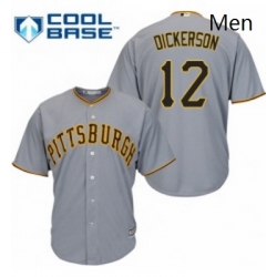 Mens Majestic Pittsburgh Pirates 12 Corey Dickerson Replica Grey Road Cool Base MLB Jersey 