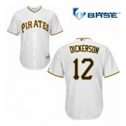 Mens Majestic Pittsburgh Pirates 12 Corey Dickerson Replica White Home Cool Base MLB Jersey 