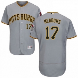 Mens Majestic Pittsburgh Pirates 17 Austin Meadows Grey Road Flex Base Authentic Collection MLB Jersey