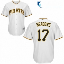 Mens Majestic Pittsburgh Pirates 17 Austin Meadows Replica White Home Cool Base MLB Jersey 