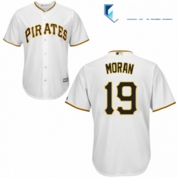 Mens Majestic Pittsburgh Pirates 19 Colin Moran Replica White Home Cool Base MLB Jersey 