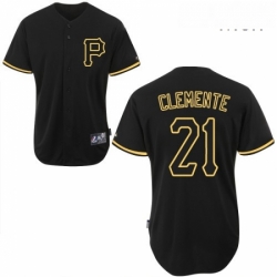 Mens Majestic Pittsburgh Pirates 21 Roberto Clemente Authentic Black Fashion MLB Jersey