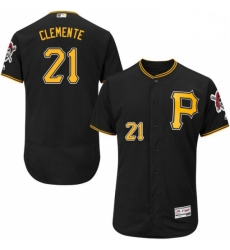 Mens Majestic Pittsburgh Pirates 21 Roberto Clemente Black Alternate Flex Base Authentic Collection MLB Jersey