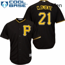 Mens Majestic Pittsburgh Pirates 21 Roberto Clemente Replica Black Alternate Cool Base MLB Jersey