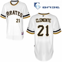 Mens Majestic Pittsburgh Pirates 21 Roberto Clemente Replica White Alternate 2 Cool Base MLB Jersey
