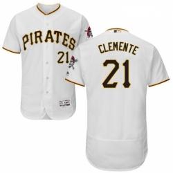 Mens Majestic Pittsburgh Pirates 21 Roberto Clemente White Home Flex Base Authentic Collection MLB Jersey