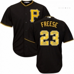 Mens Majestic Pittsburgh Pirates 23 David Freese Authentic Black Team Logo Fashion Cool Base MLB Jersey 