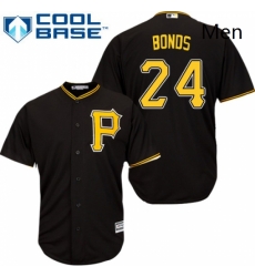 Mens Majestic Pittsburgh Pirates 24 Barry Bonds Replica Black Alternate Cool Base MLB Jersey