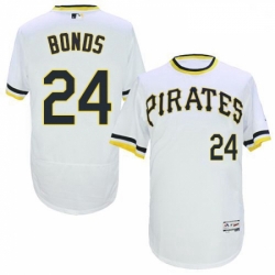 Mens Majestic Pittsburgh Pirates 24 Barry Bonds White Flexbase Authentic Collection Cooperstown MLB Jersey 