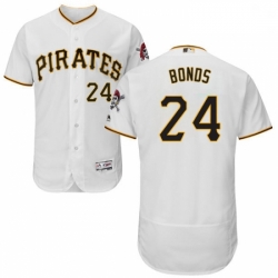 Mens Majestic Pittsburgh Pirates 24 Barry Bonds White Home Flex Base Authentic Collection MLB Jersey