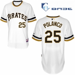 Mens Majestic Pittsburgh Pirates 25 Gregory Polanco Authentic White Alternate 2 Cool Base MLB Jersey